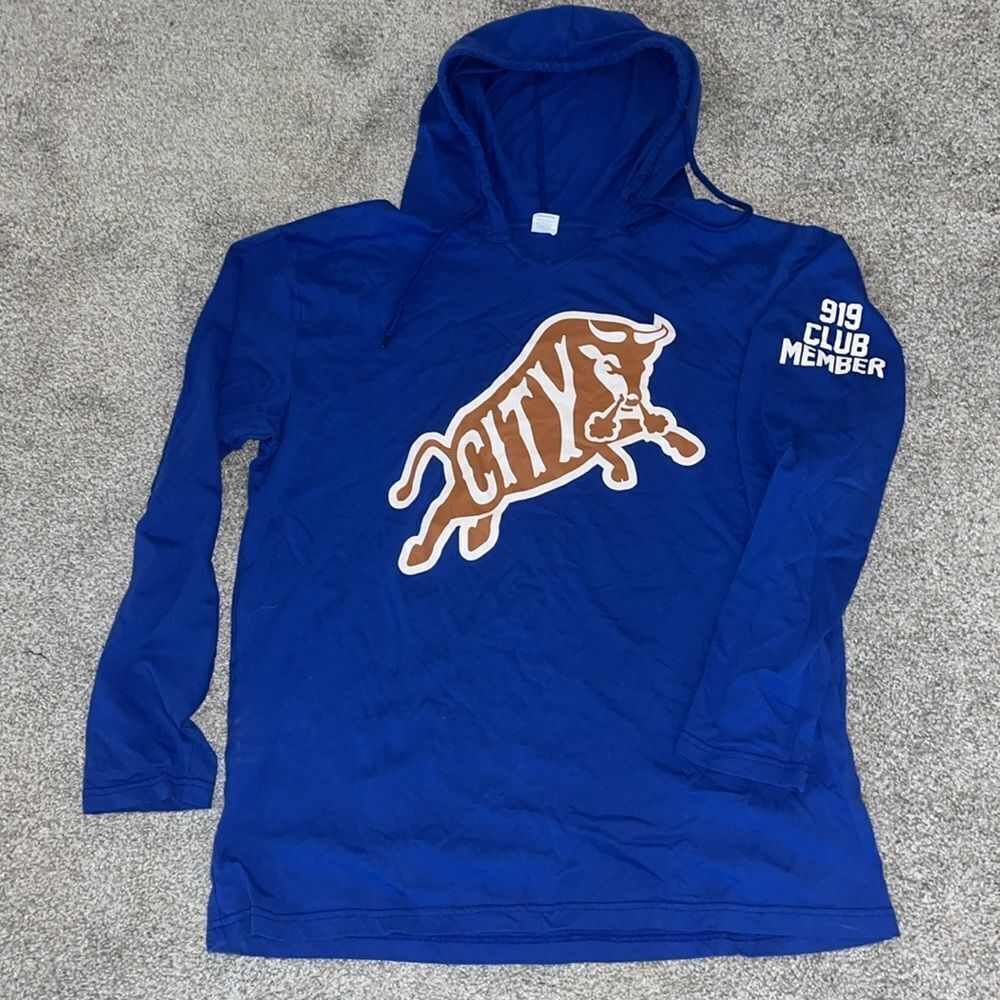 Vintage style Bull Durham Bulls Blue 919 club baseball hooded hoodie sweatshirt